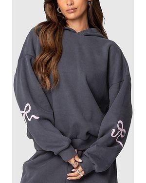 Edikted Bonney Bow Detail Hoodie Sweatshirt - Grey