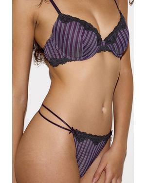 Out From Under Stripe Clover Thong - Blue