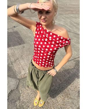 Silence + Noise Silence + Noise Fia Spot Mesh Top - Red