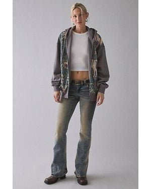 Urban Outfitters Uo Dusty Mystical Graphic Oversized Zip-Up Hoodie Sweatshirt - Gray