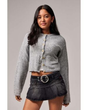BDG Rowan Belted Kilt Mini Skirt - Grey