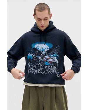 Urban Outfitters Uo Black Sunbleach Eagle Hoodie - Blue