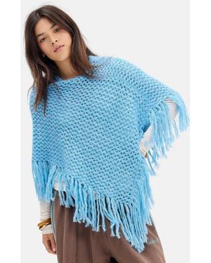 Urban Outfitters Uo Jacquie Knit Poncho - Blue