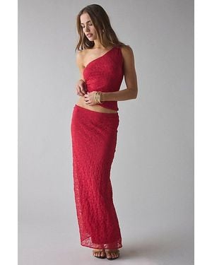 Urban Outfitters Uo Harlow Lace Low-Rise Maxi Skirt - Red