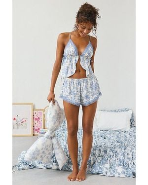 Out From Under Lola Satin Flyaway Cami & Micro Short Set - White