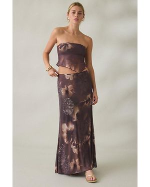 Urban Outfitters Uo Shimmer Haze Printed Mesh Skirt 2-Piece Set - Brown