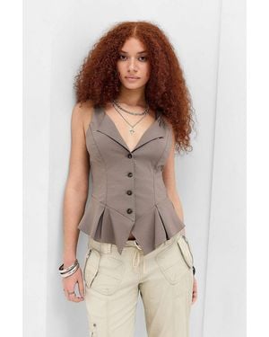 Silence + Noise Silence + Noise Tabitha Peplum Corset Top - Brown