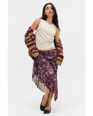 Urban Outfitters Uo Asymmetric Check Warped Midi Skirt - Red