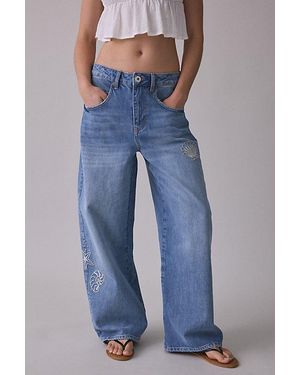 BDG Jaya Seashell Embroidered Baggy Boyfriend Jeans - Blue
