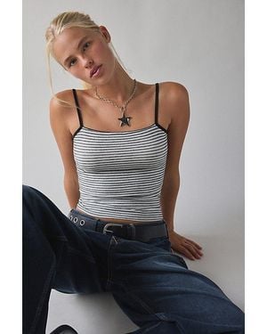 Vintage & ReMADE by UO Remade By Uo Remnants Striped Knit Cropped Cami - Gray