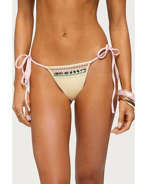 Edikted Tarah Beaded String Bikini Bottom - Brown