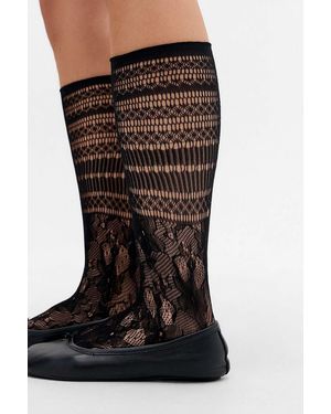 Out From Under Tabi Lace Net Socks - Black