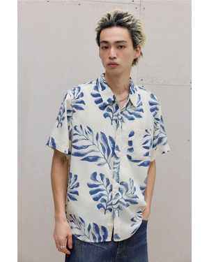 BDG Palm Print Relaxed Short Sleeve Shirt - Blue