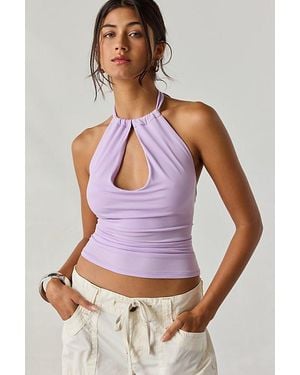 Urban Outfitters Uo Roxy Keyhole Cutout High Neck Halter Top - Purple