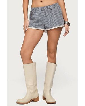 Edikted Ellie Lacey Gingham Shorts - Blue