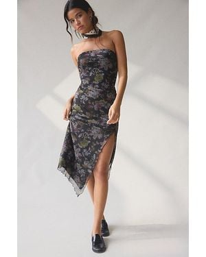 Urban Outfitters Uo Samara Mesh Strapless Midi Dress - Black