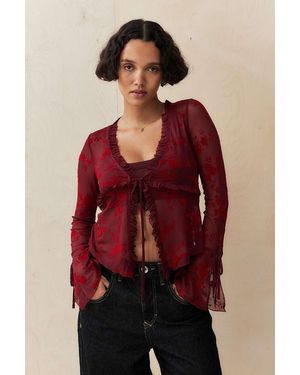 Silence + Noise Silence + Noise Tilly Flock Tie-up Cardigan - Red