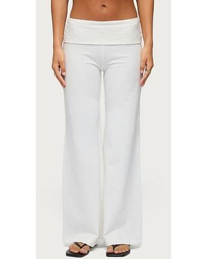 Edikted Wide Leg Fold Over Pants - White