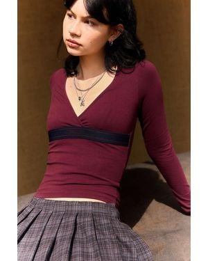 iets frans... Tyla Logo Elastic Long Sleeve T-shirt Xs At Urban Outfitters - Purple