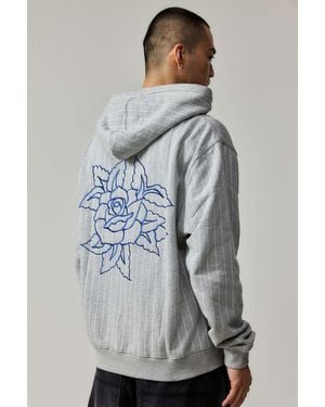 Ed Hardy Uo Exclusive Pinstripe Hoodie - Grey