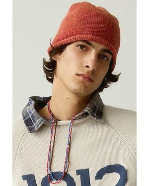 Urban Outfitters Washed Knit Roll Cuff Beanie - Red
