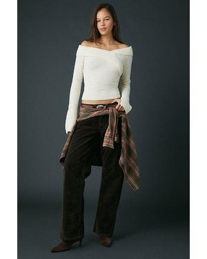 Kimchi Blue Andie Asymmetric Foldover Off-The-Shoulder Sweater - Black
