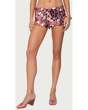 Edikted Sephira Sequin Micro Shorts - Red