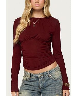 Edikted Naela Cowl Back Long Sleeve Top - Red