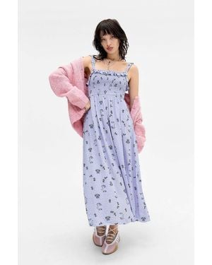 Urban Outfitters Uo Selene Ruffle Midi Dress - White