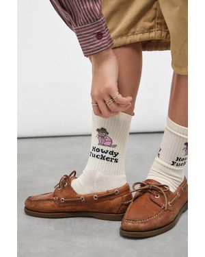 Out From Under Howdy F*ckers Cat Novelty Socks - Brown