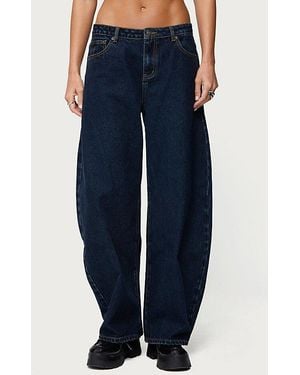 Edikted Jillian Low Rise Oversized Barrel Jean - Blue