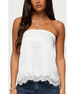 Edikted Netta Lacey Strapless Satin Effect Top - White