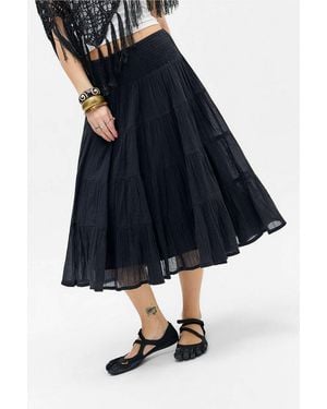 Kimchi Blue Bea Voile Tiered Midi Skirt - Blue