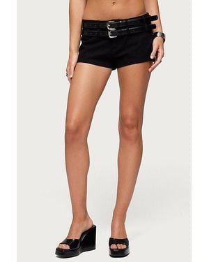 Edikted Iza Double Belt Micro Shorts - Black