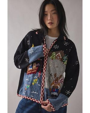 Vintage & ReMADE by UO Vintage By Uo Christmas Cardigan Sweater - Black