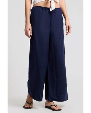 Onia Air Linen Wide Leg Drawstring Pant - Blue