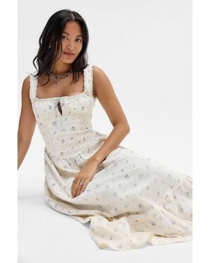 Kimchi Blue Gabriette Drop Waist Prairie Maxi Dress - White