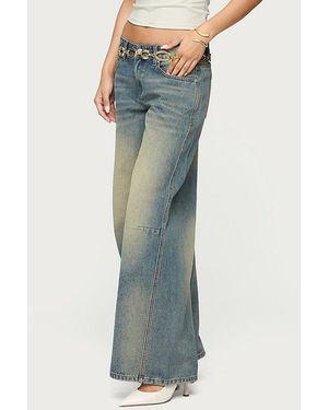 Edikted Fade Washed Low Rise Baggy Jean - Blue