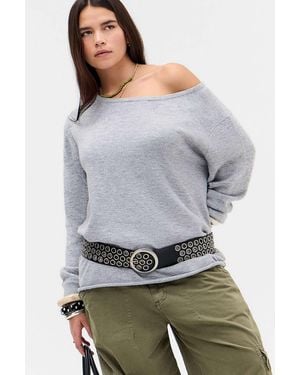 Urban Outfitters Uo Off The Shoulder Tunic Jumper - Grey