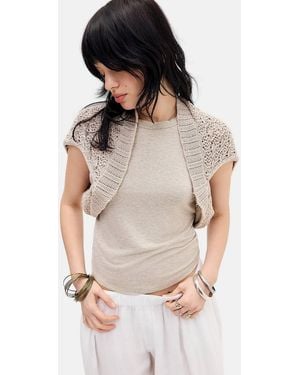 Urban Outfitters Uo Stitchy Bolero - Natural