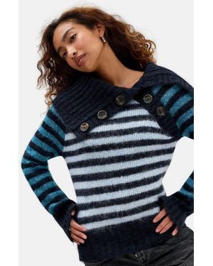 BDG Toto Asymmetric Button Jumper - Blue