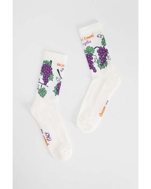 Urban Outfitters Uo Grapes Socks - White