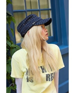 BDG Utility Brushed Check Cadet Cap - Blue