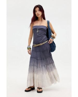 Urban Outfitters Uo Ombre Bandeau Maxi Dress - Blue