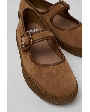 Camper Peu Terreno Suede Ballerinas Shoe - Brown