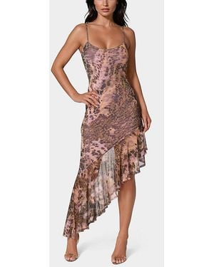 Bebe Cascade High Low Mesh Dress - Multicolor