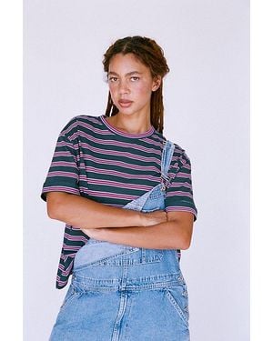 RAT BOI Striped Boifriend T-Shirt Top - Blue