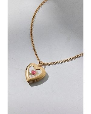Urban Outfitters Rosie Heart Locket Necklace - Gray