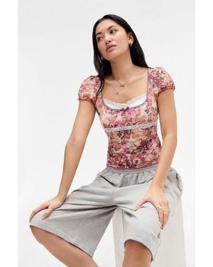 Kimchi Blue Malka Print Lace Blouse - White