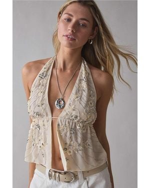 Urban Outfitters Uo Camellia Embellished Halter Top - Brown